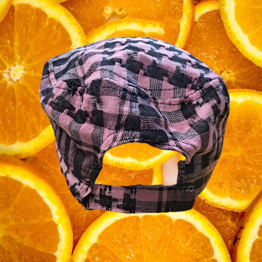 Pink And Black Checked Hook And Loop Adjustable H… - image 3